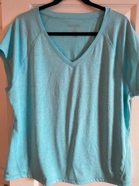 Ideology Women's Aqua V-Neck Short Sleeve Tee